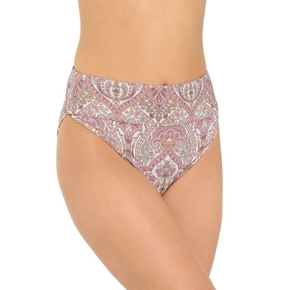 $34 Women's Freshwater Paisley Blue High Leg Swim Bikini Bottom XXL NWT Plus - Picture 1 of 7